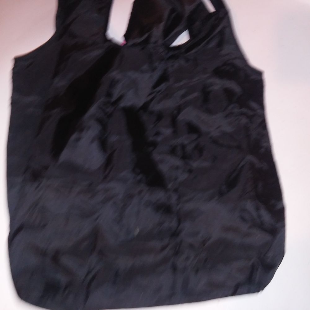 Victoria Secret Sport Tote Bag Nylon Black Neon Pink 2 Hair Ties 14" x 16" - Picture 10 of 11